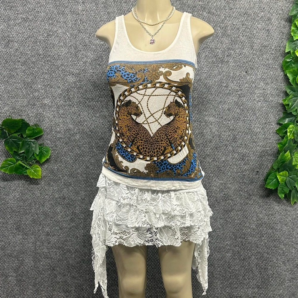 Wet Seal Leopard Rhinestone Open Back Tank Top